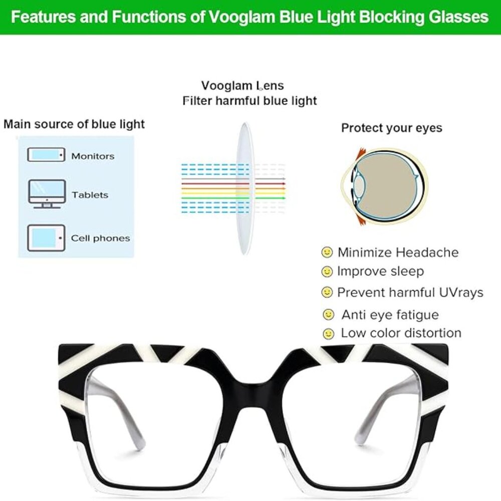 Oversize Square Frame Light Blocking Glasses - image 3